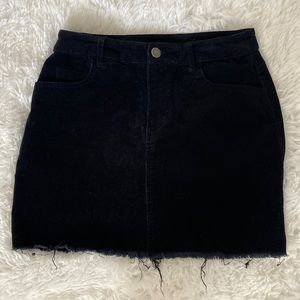 Black velvet denim skirt